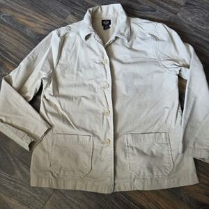 Vintage Dockers Womens Petite M Tan Cotton Corduroy Chore Jacket 1998 73702-6522